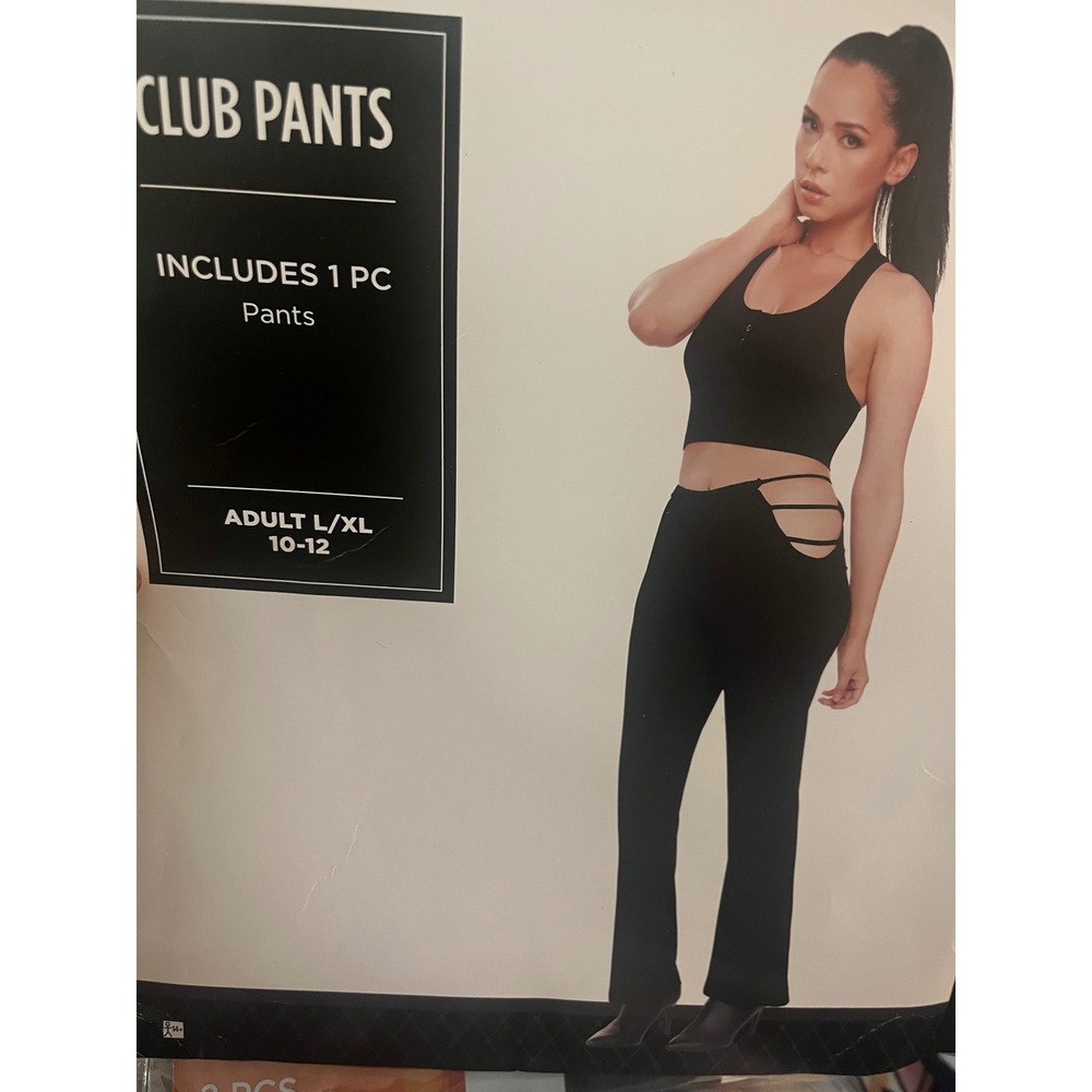 Modern Hero Club Pants Women L/XL Black New Strappy Cutout Flare Leg Trousers